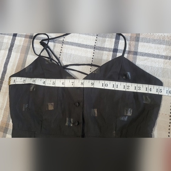 INSIGHT BLACK SPAGHETTI STRAP MINI FIT AND FLARE DRESS WITH POCKETS - Picture 9 of 11